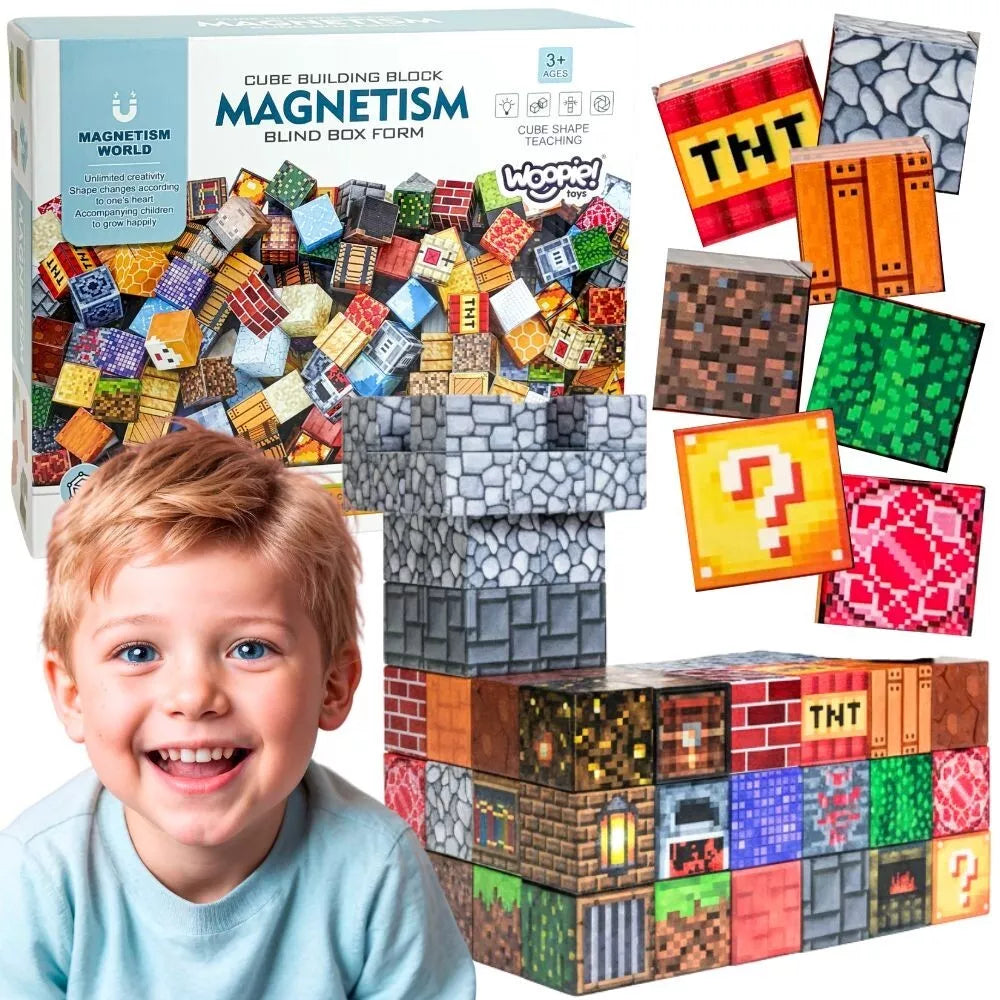WOOPIE magnetinių konstruktoriaus blokelių rinkinys „Minecraft“ – 63 vnt.